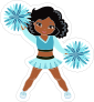 Cartoon Cheerleader with Teal Pom Poms Sticker