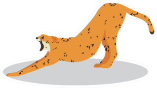 Cartoon Cheetah Stretching Back Sticker