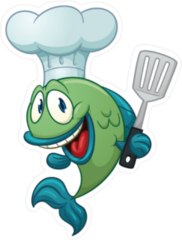 Cartoon Chef Fish Sticker