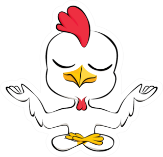 Cartoon Chicken In Yoga Poses Sticker