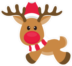 Cartoon Christmas Reindeer Sticker
