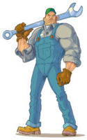 Cartoon Clip Art Illustration Of A Big Tough Looking Mechanic Sticker