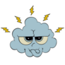 Cartoon Cloud With Lightning Bolt Sticker