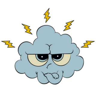 Cartoon Cloud With Lightning Bolt Sticker