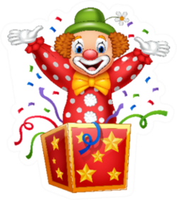 Cartoon Clown Jumping Out Of The Box Sticker