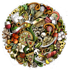 Cartoon Collage of Food Sticker