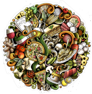 Cartoon Collage of Food Sticker