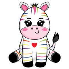 Cartoon Colorful Zebra Rare Disease Awareness Sticker