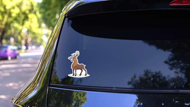 Cartoon Comic Style Cute Deer Sticker on a Rear Car Window (New) example