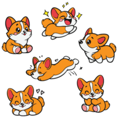 Cartoon Corgi Sticker Sheet