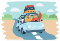 Cartoon Countryside Traveling Sticker