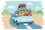 Cartoon Countryside Traveling Sticker