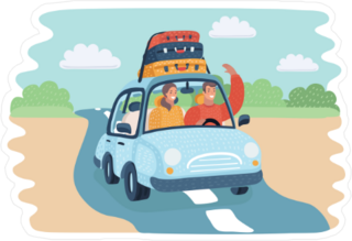 Cartoon Countryside Traveling Sticker