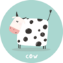 Cartoon Cow Lettering On Blue Sticker