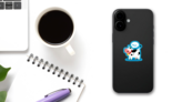 Cartoon Cow Mooing Sticker on a Phone (New) example