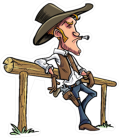 Cartoon Cowboy Leaning on Fence Sticker