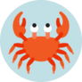 Cartoon Crab On Light Blue Sticker
