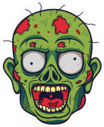 Cartoon Cross Eyed Zombie Head Sticker