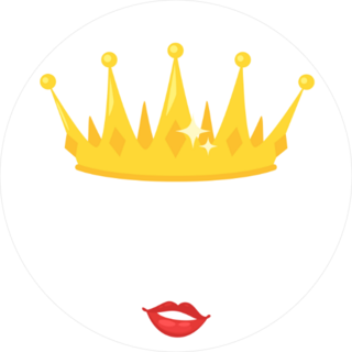 Cartoon Crown and Lips Circle Sticker
