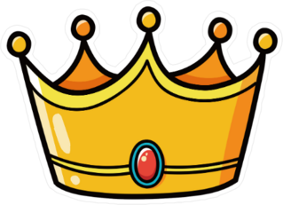 Cartoon Crown with One Gemstone Sticker