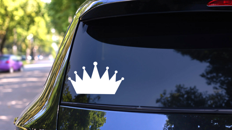 Cartoon Crown With Round Jewels Sticker on a Rear Car Window (New) example