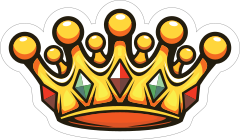 Cartoon Crown with Rubies and Emeralds Sticker