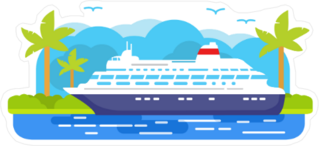 Cartoon Cruise Ship Sticker