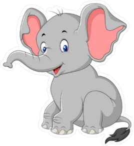 Cartoon Cute Baby Elephant Sitting Sticker