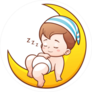 Cartoon Cute Baby Sleeping On The Moon Sticker