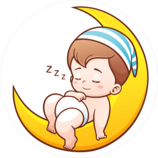 Cartoon Cute Baby Sleeping On The Moon Sticker