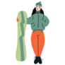 Cartoon Cute Girl With Snowboard Sticker
