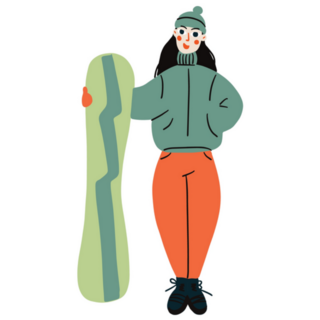 Cartoon Cute Girl With Snowboard Sticker