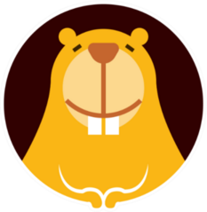 Cartoon Cute Little Beaver Character Smiling Sticker