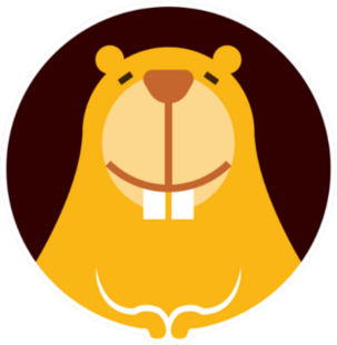 Cartoon Cute Little Beaver Character Smiling Sticker