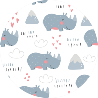 Cartoon Cute Rhino Pattern Sticker