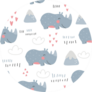 Cartoon Cute Rhino Pattern Sticker