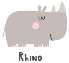 Cartoon Cute Rhino With Text Sticker