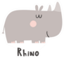 Cartoon Cute Rhino With Text Sticker