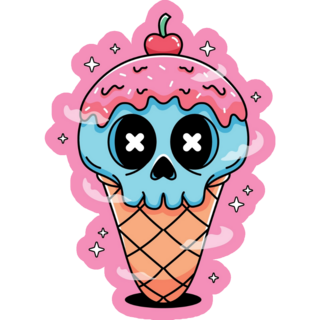 Cartoon Cute Skull Ice Cream Sticker