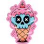 Cartoon Cute Skull Ice Cream Sticker