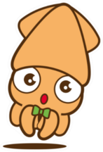 Cartoon Cute Squid With Bowtie Silly Face Sticker