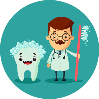 Cartoon Dentist And Big Cute Tooth Illustration Sticker
