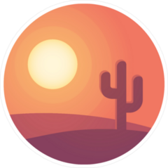 Cartoon Desert Sunset Landscape With Cactus Sticker