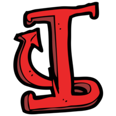 Cartoon Devil Tail Letter I Sticker
