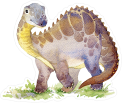 Cartoon Dinosaur Watercolor Illustration Sticker
