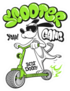 Cartoon Dog Riding A Scooter Illustration Sticker