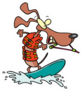 Cartoon Dog Water Skiing Sticker