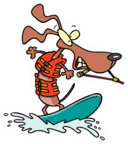 Cartoon Dog Water Skiing Sticker