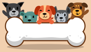 Cartoon Dogs With Big Bone Sticker