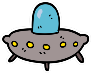 Cartoon Doodle Alien Spaceship Sticker